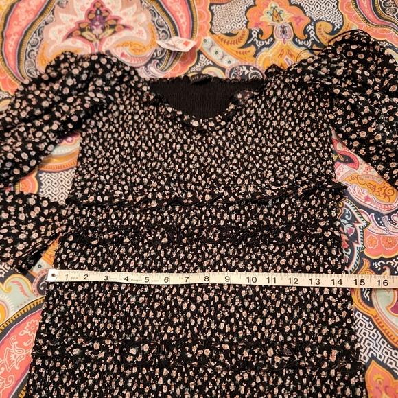 Black floral stretchy smocked ruffle dress M/L NWT - Picture 12 of 13